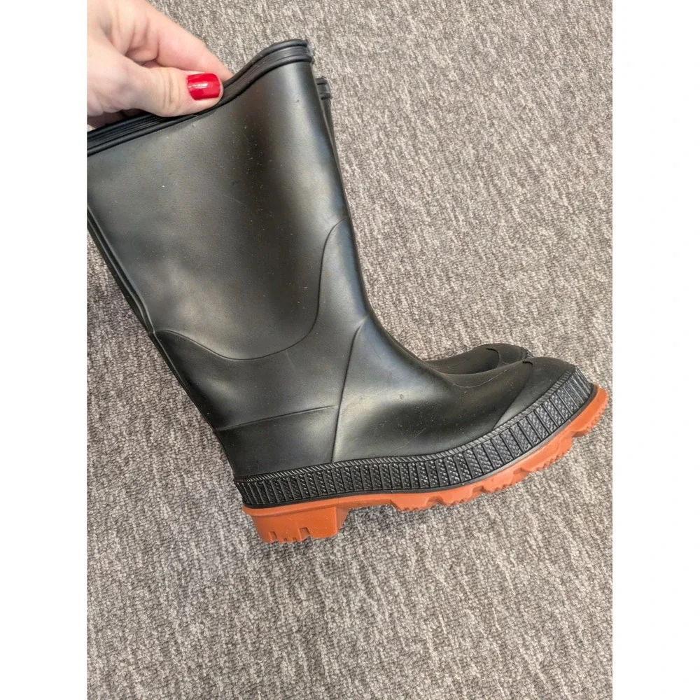 Black Rubber‎ Rain Boots Orange Lug Sole Made in Canada Mens 12 Waterproof Work